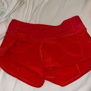 Red Lululemom athletic shorts. Size 2.
